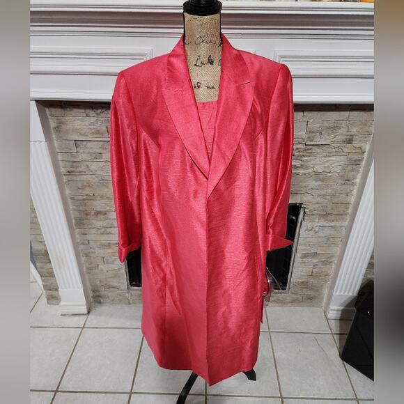 Le Suit Coral Suit De Jour Jacket and Sheath Dress Plus Size 20W New MSRP $248 - Picture 1 of 13